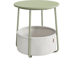 Stijlvolle Ronde Bijzettafel met Geïntegreerde Stoffen Mand - Lauriergroen – foto 2