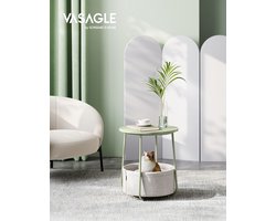 Stijlvolle Ronde Bijzettafel met Geïntegreerde Stoffen Mand - Lauriergroen – foto 4