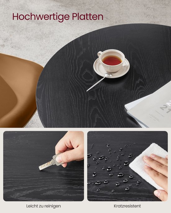 Ronde Eettafel van Spaanplaat en Staal - Modern Zwart Ontwerp (80 cm) – foto 1