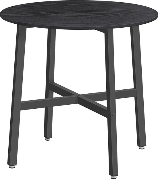 Ronde Eettafel van Spaanplaat en Staal - Modern Zwart Ontwerp (80 cm) – foto 3