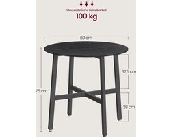 Ronde Eettafel van Spaanplaat en Staal - Modern Zwart Ontwerp (80 cm) – foto 6