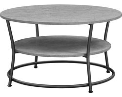 Ronde Salontafel met Opbergplank - Industrieel Design in Grijs-Zwart – foto 1