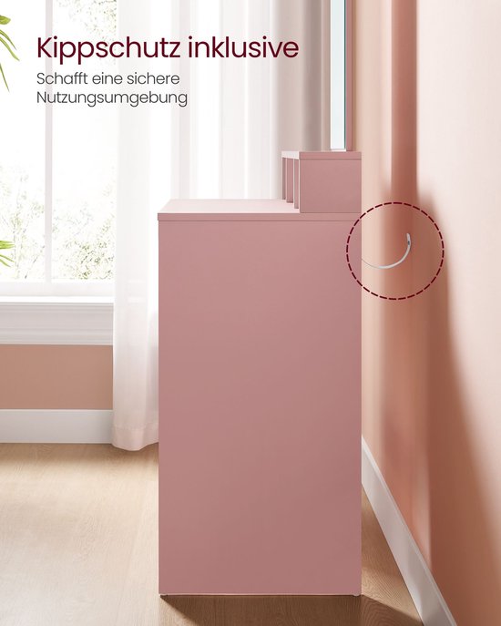 Elegante Kaptafel met Grote Spiegel en Ruime Opbergmogelijkheden - Roze – foto 1