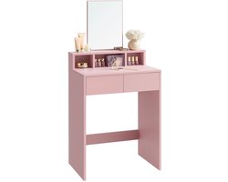 Elegante Kaptafel met Grote Spiegel en Ruime Opbergmogelijkheden - Roze – foto 4