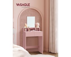 Elegante Kaptafel met Grote Spiegel en Ruime Opbergmogelijkheden - Roze – foto 6
