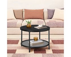 Elegante Ronde Salontafel met Twee Niveaus en Zwart Marmerlook – foto 2