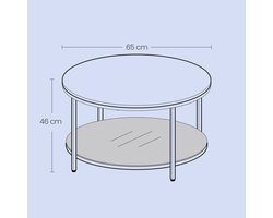 Elegante Ronde Salontafel met Twee Niveaus en Zwart Marmerlook – foto 3