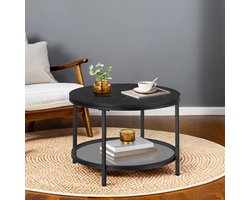 Elegante Ronde Salontafel met Twee Niveaus en Zwart Marmerlook – foto 6