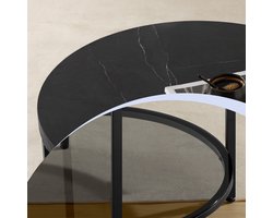 Elegante Ronde Salontafel met Twee Niveaus en Zwart Marmerlook – foto 8