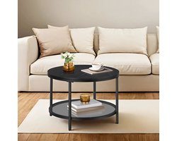 Elegante Ronde Salontafel met Twee Niveaus en Zwart Marmerlook – foto 9