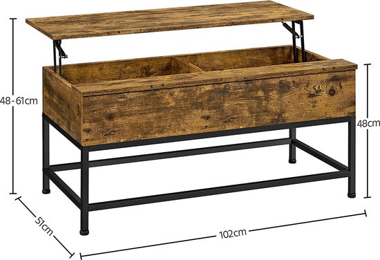 Veelzijdige Salontafel met Lift-Top en Verborgen Opbergruimte – foto 3