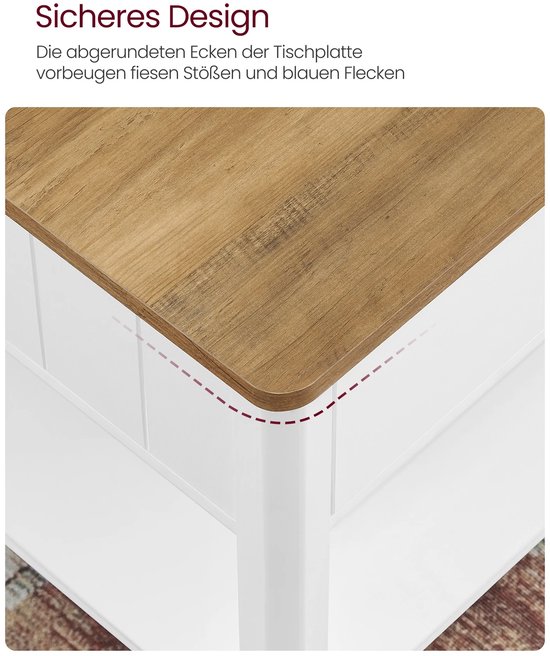 Salontafel Vierkant Walnootbruin en Wit met Lades en Open Vak – foto 2