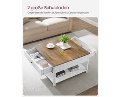 Salontafel Vierkant Walnootbruin en Wit met Lades en Open Vak – foto 6