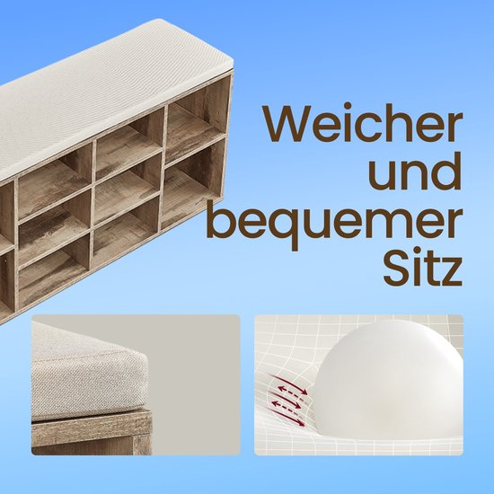 Elegante Schoenenbank met Zitcomfort - Camelbruin Linnenlook – foto 1