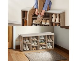 Elegante Schoenenbank met Zitcomfort - Camelbruin Linnenlook – foto 3