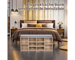 Schoenenbank met 10 Vakken - Houten Look - 104x30x48 cm – foto 1