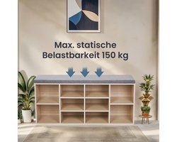 Schoenenbank met 10 Vakken - Houten Look - 104x30x48 cm – foto 4