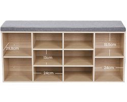 Schoenenbank met 10 Vakken - Houten Look - 104x30x48 cm – foto 5