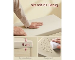 Schoenenbank met Opbergruimte en Comfortabel Zitkussen - Natuurlijk Beige – foto 5