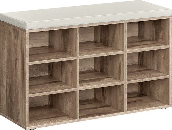 Schoenenbank met Opbergruimte en Comfortabele Zit - Bruin/Grijs – foto 4