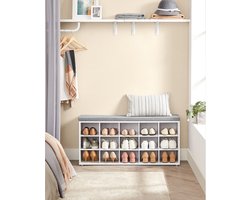 Schoenenbank met Opbergruimte voor 18 Paar - Halbank - Wit-grijs 105x30x48cm – foto 2