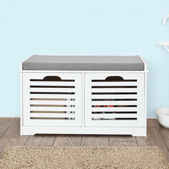 Multifunctionele Schoenenbank met Opbergmanden en Zitkussen – foto 4