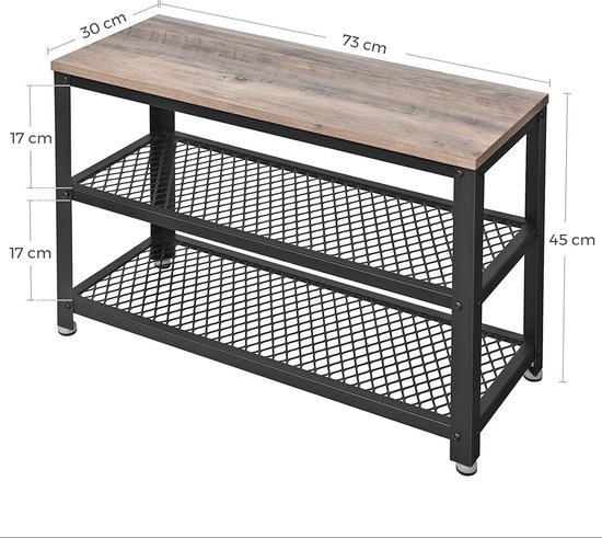Garderobeset met schoenenbank en wandrek - Industrieel design – foto 2