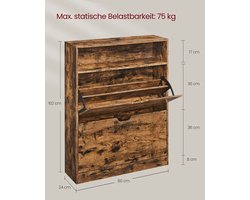 Veelzijdige Schoenenkast met 2 Lades - Vintage Bruin Hout voor 16 Paar – foto 1