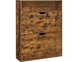 Veelzijdige Schoenenkast met 2 Lades - Vintage Bruin Hout voor 16 Paar – foto 4