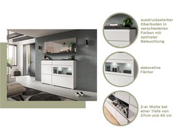 Witte Schoenenkast met Lade en Kleppen - Industrieel Grijs - 95x109x27cm – foto 2