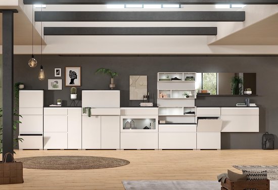 Witte Schoenenkast met Lade en Kleppen - Industrieel Grijs - 95x109x27cm – foto 5