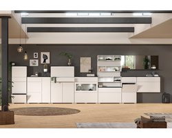 Witte Schoenenkast met Lade en Kleppen - Industrieel Grijs - 95x109x27cm – foto 6