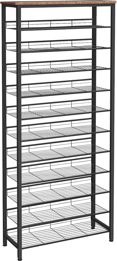 Hoog Schoenenrek met 12 Niveaus en Verstelbare Metalen Planken – foto 2