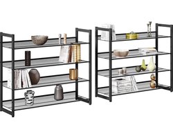 Stapelbaar Schoenenrek – Modulair Ontwerp met 8 Niveaus, Zwart Metaal – foto 3