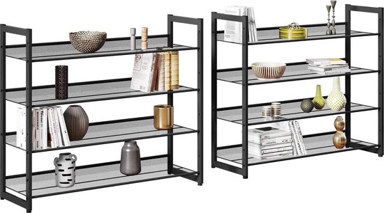 Stapelbaar Schoenenrek – Modulair Ontwerp met 8 Niveaus, Zwart Metaal – foto 4