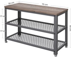 Schoenenbank met 3 Niveaus, Industrieel Design - Grijs – foto 3