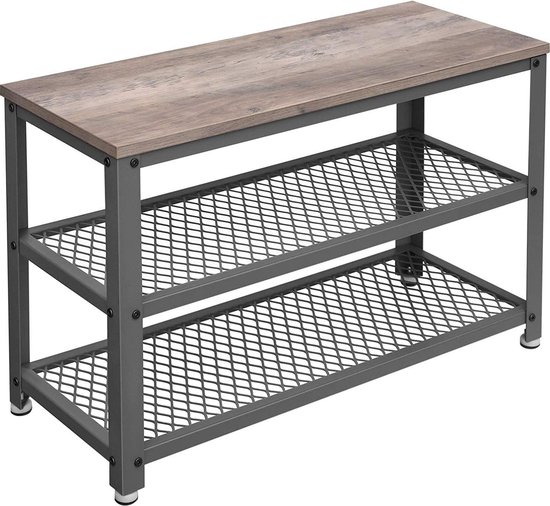 Schoenenbank met 3 Niveaus, Industrieel Design - Grijs – foto 6