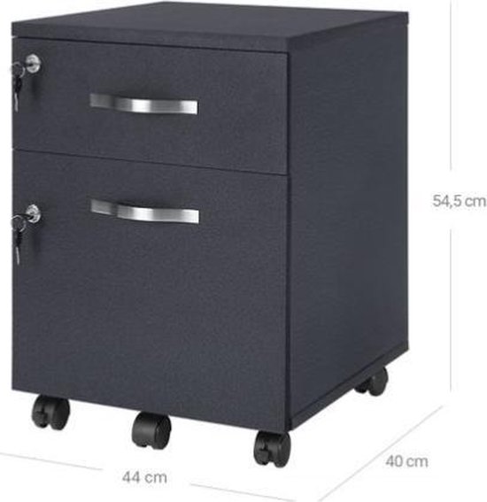 Ladeblok met Wieltjes en Slot - Zwart Archiefkast voor Kantoor en Thuis – foto 2