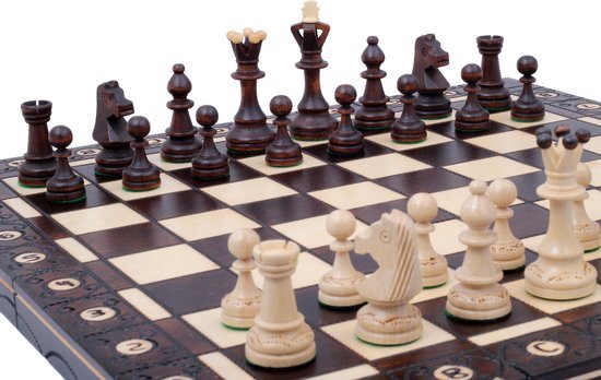 Luxe Houten Schaakspel met Gedetailleerde Stukken – foto 2