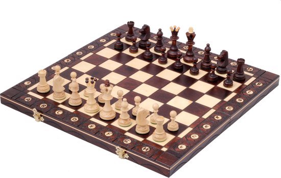 Luxe Houten Schaakspel met Gedetailleerde Stukken – foto 5