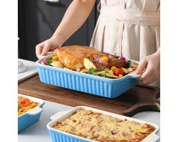 Veelzijdige Porseleinen Bakvorm Set - 4 Delen Blauw – foto 4
