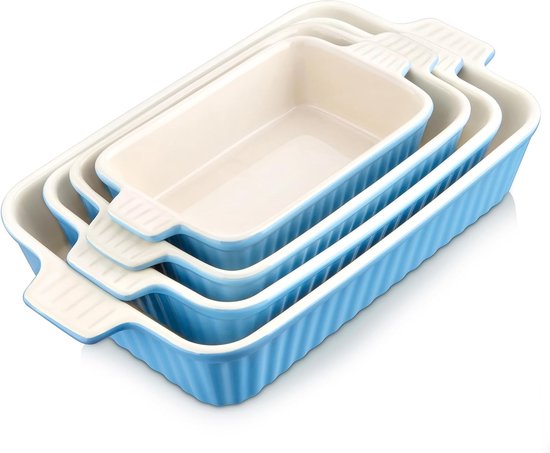 Veelzijdige Porseleinen Bakvorm Set - 4 Delen Blauw – foto 5