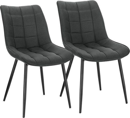 Set van 2 Comfortabele Eetkamerstoelen met Ergonomische Rugleuning en Metalen Poten – foto 1