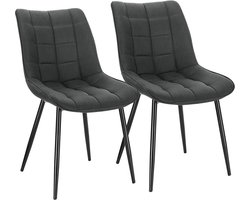 Set van 2 Comfortabele Eetkamerstoelen met Ergonomische Rugleuning en Metalen Poten – foto 2