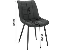 Set van 2 Comfortabele Eetkamerstoelen met Ergonomische Rugleuning en Metalen Poten – foto 4