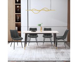 Set van 2 Comfortabele Eetkamerstoelen met Ergonomische Rugleuning en Metalen Poten – foto 6