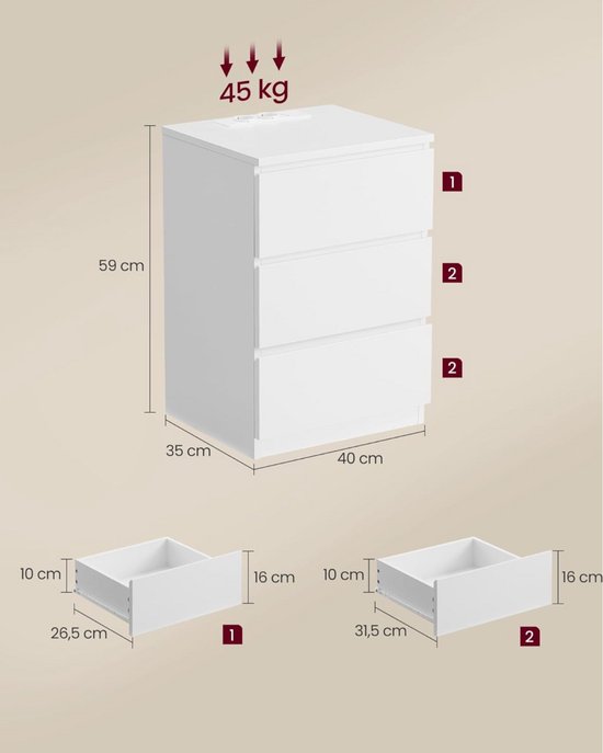 Set van 2 multifunctionele bijzettafels met oplaadfunctie – foto 5