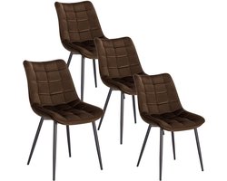 Set van 4 Elegante Eetkamerstoelen met Fluwelen Zitting en Metalen Poten – foto 3