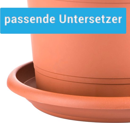 Set van 4 Grote Terracotta-look Plantenpotten met Onderzetters – foto 2
