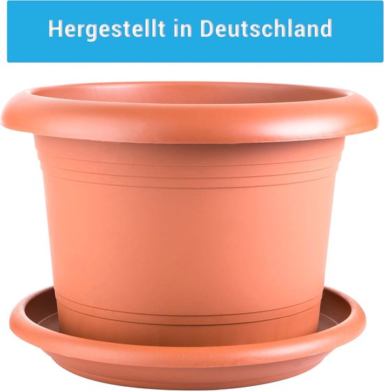 Set van 4 Grote Terracotta-look Plantenpotten met Onderzetters – foto 3